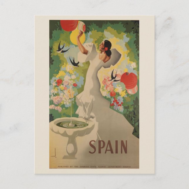 Carte Postale Espagne vintage Espagnol Danseur de Flamenca Voyag (Devant)