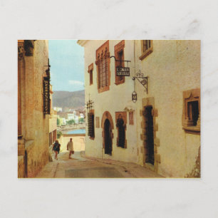 Carte Postale Espagne vintage, Sitges, Maisons dans la vieille v