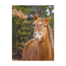 Carte postale espagnole Bible Verse Cheval Sourian