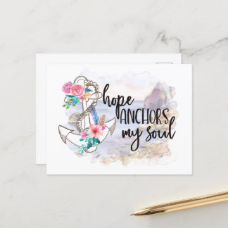 Carte Postale espoir ancre âme encouragement mot art