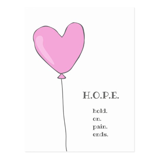 Carte Postale Espoir Ballon Rose Avec La Citation De Zazzle Fr