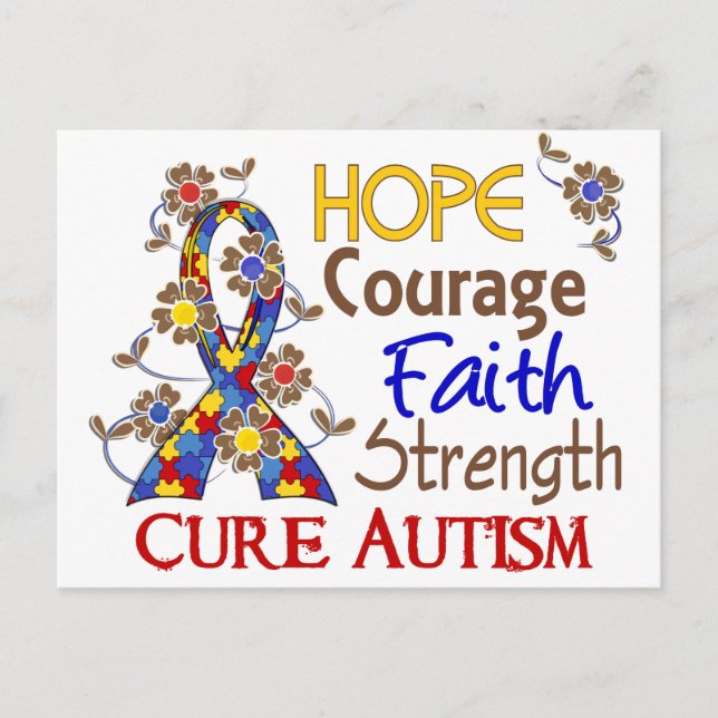 Carte Postale Espoir Courage Foi Force 3 Autisme (Devant)