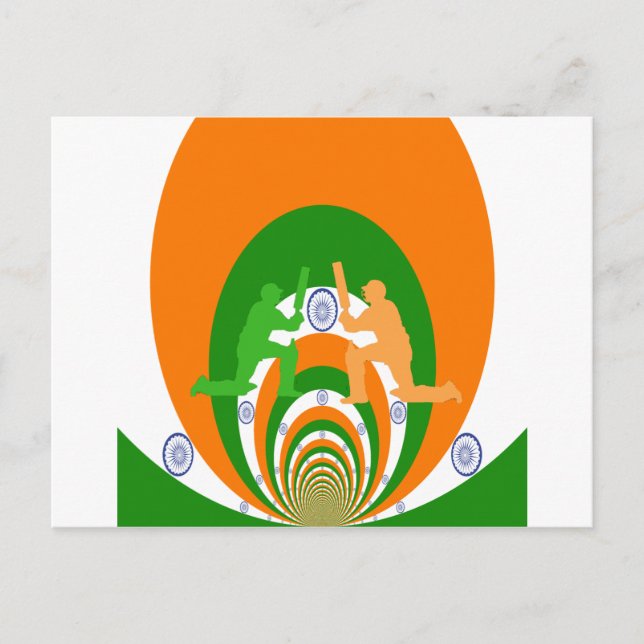 Carte Postale Esprit de cricket indien : design abstrait (Devant)
