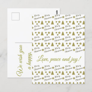 Carte Postale Esprit de Noël - étoiles d'or, arbres de Noël