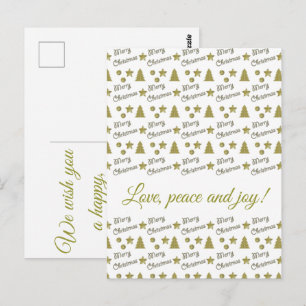 Carte Postale Esprit de Noël - étoiles d'or, arbres de Noël