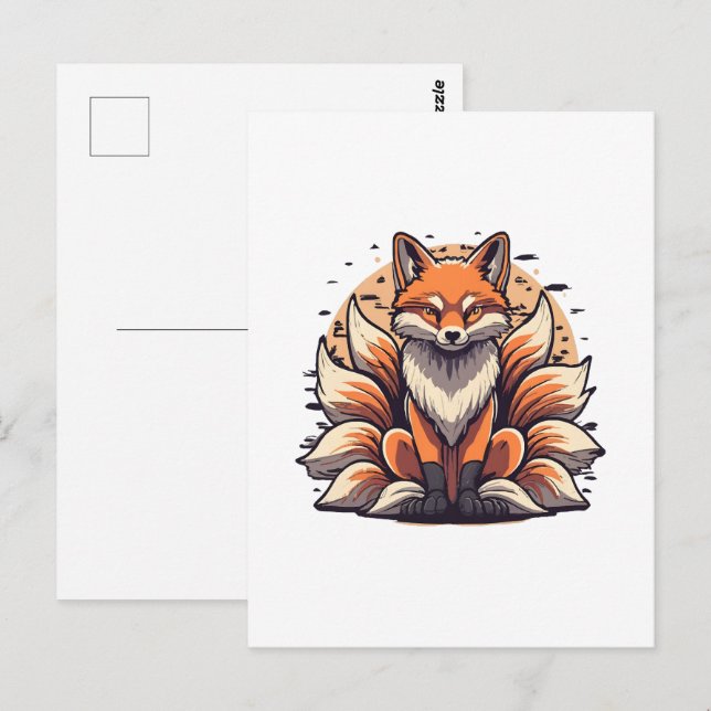 Carte Postale Esprit de renard à 9 queues (Devant / Derrière)
