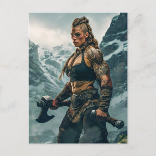 Carte Postale Esprit guerrier de la femme viking canalisation