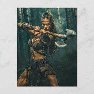 Carte Postale Esprit guerrier de la femme viking canalisation