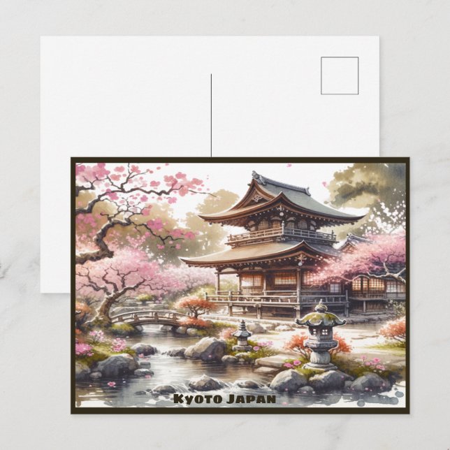 Carte Postale Esquisse aquarelle Kyoto Japon | (Devant / Derrière)