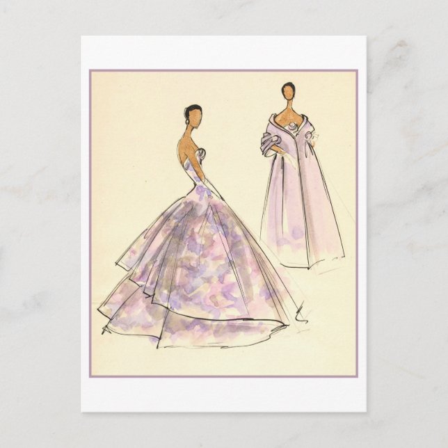 Carte Postale Esquisse de conception de mode du soir Gown (Devant)