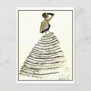Carte Postale Esquisse de conception de mode du soir Gown