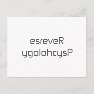 Carte Postale esreveR ygolohcysP noir bleu blanc gris
