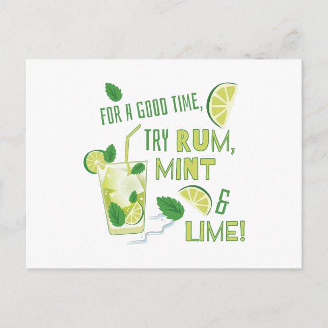 Carte Postale Essayer du rhum, de la menthe et de la lime (Devant)