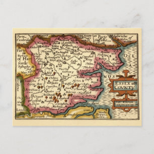 Carte Postale Essex Comté Angleterre Ancien Atlas Antiquaire Car