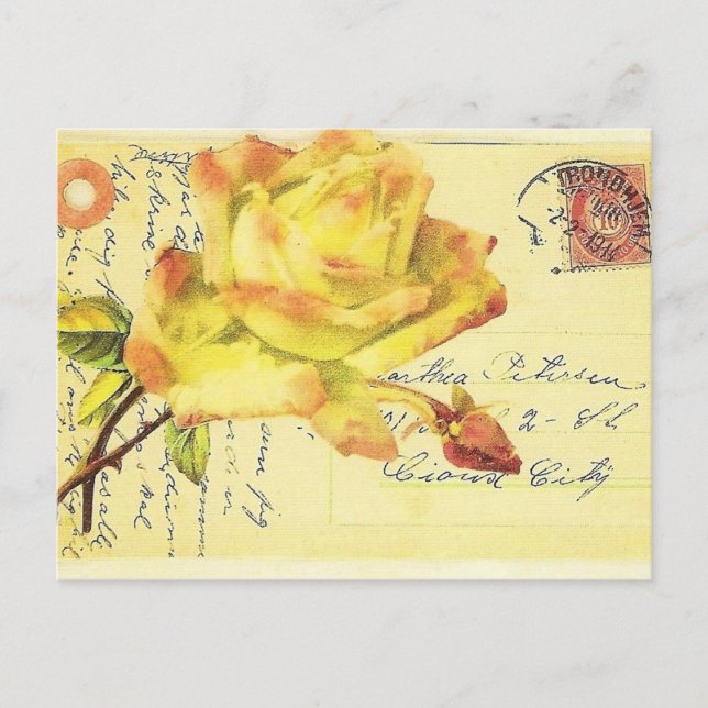 Carte postale estampillée rose jaune et rose (Devant)
