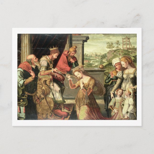 Carte Postale Esther devant le roi Ahasuerus avec Haman envoyé (Devant)