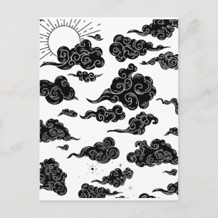 Carte Postale Esthétique de motif de nuage japonais