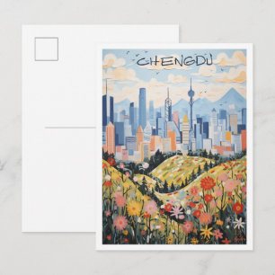 Carte Postale esthétique de voyage à Chengdu en Chine
