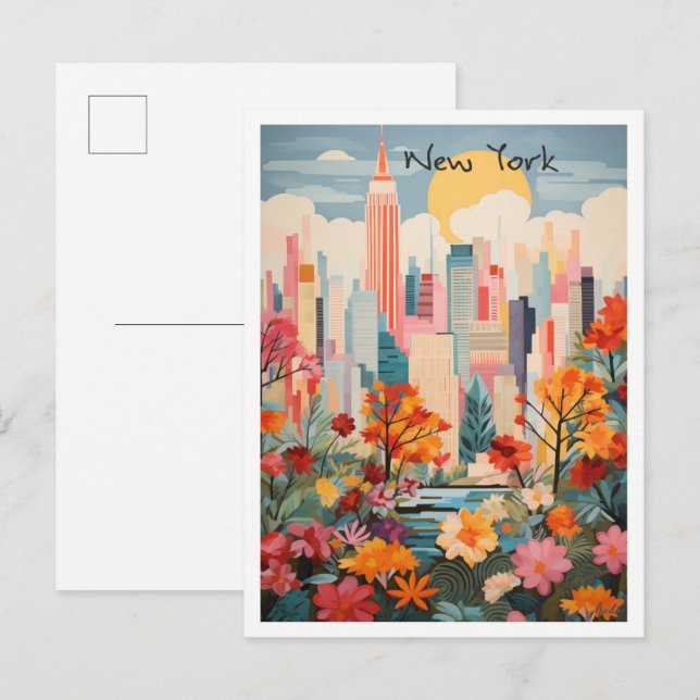 Carte Postale esthétique de voyage à New York (Devant / Derrière)