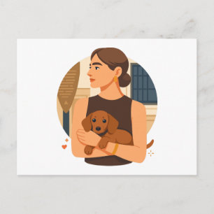 Carte Postale Esthétique moderne de maman de chien avec un chiot