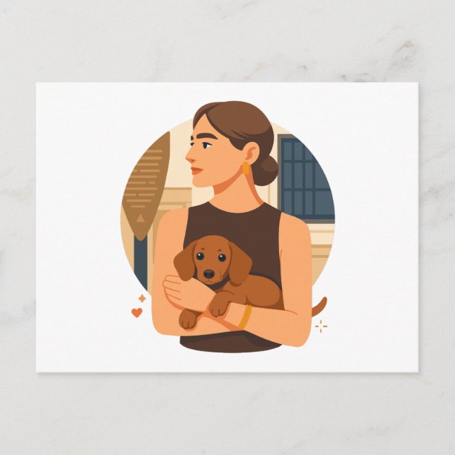 Carte Postale Esthétique moderne de maman de chien avec un chiot (Devant)