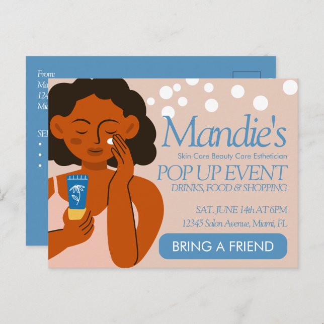 Carte Postale Esthétique Salon d'affaires Pop Up Événement Blue (Devant / Derrière)