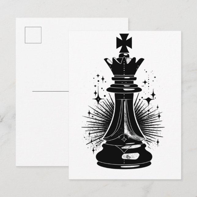 Carte Postale esthétique surréaliste Symbole d'échecs (Devant / Derrière)