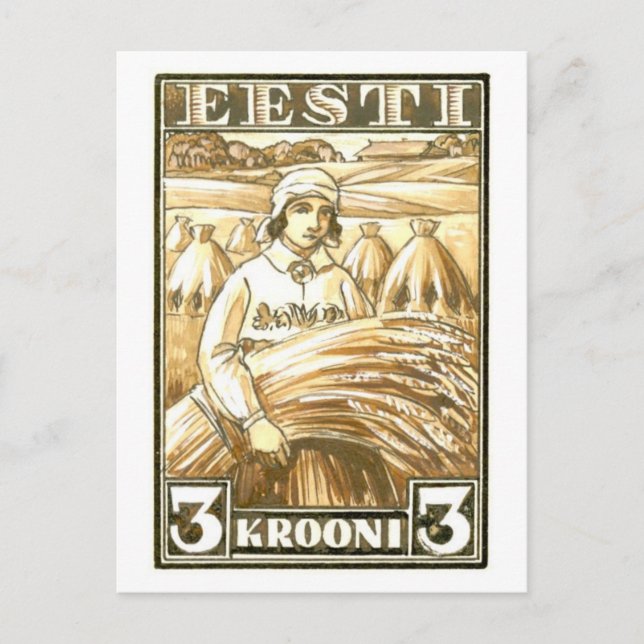 Carte Postale Estonie vintage Design de timbre Postage (Devant)