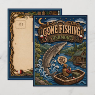 Carte Postale Esturgeon du lac Vermont parti pêcher