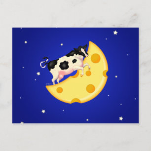 Carte Postale Et la vache s'est cognée sur la lune au fromage