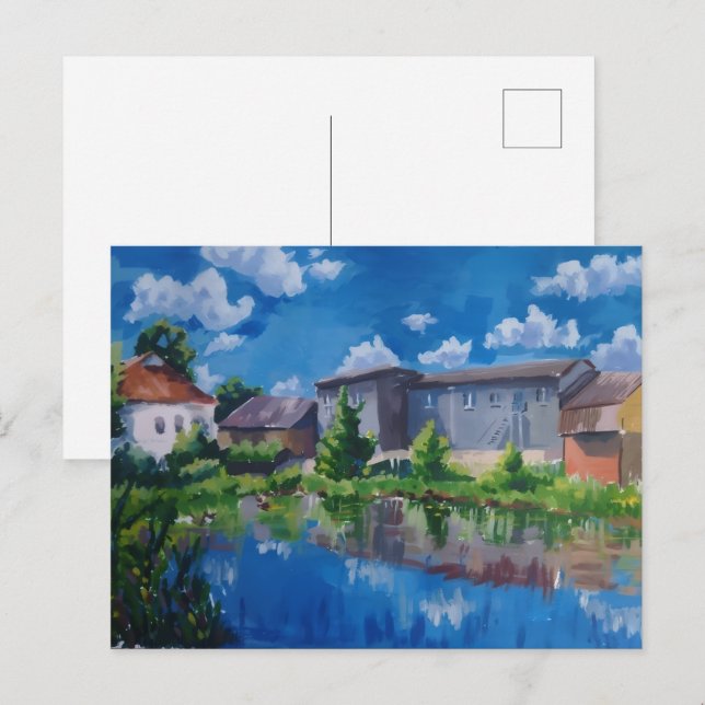 Carte postale et œuvre d'art représentant un paysa (Devant / Derrière)