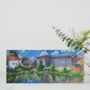 Carte postale et œuvre d'art représentant un paysa