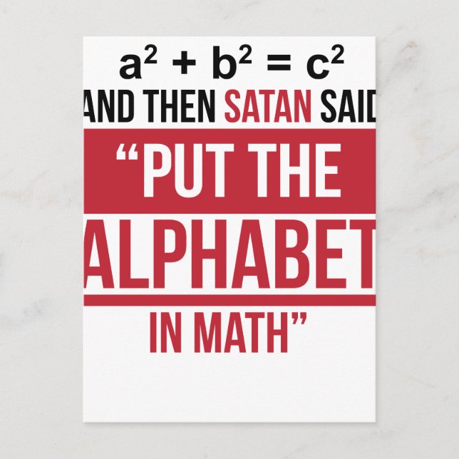 Carte Postale Et Puis Satan A Dit "Mets L'Alphabet En Maths" (Devant)