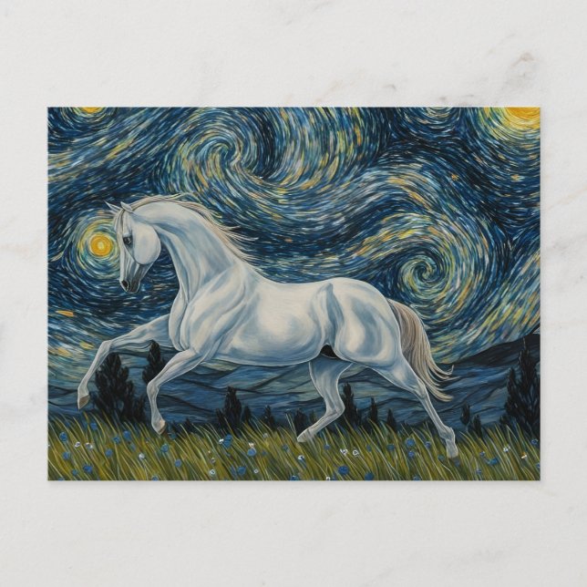 Carte Postale Étalon gris dans La Nuit étoilée (Devant)