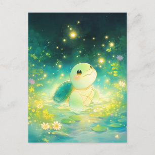 Carte Postale Étang adorable de tortues marines lumineuses