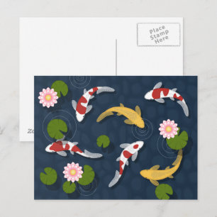 Carte Postale Étang de carpes koï japonaises