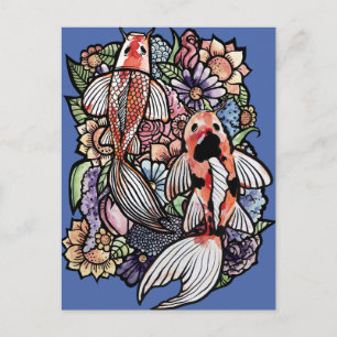 Carte Postale Étang de Koi