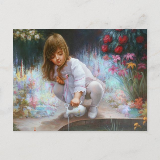 Carte Postale Étang et filles (Devant)