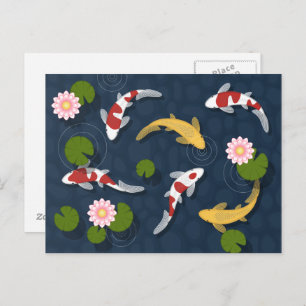 Carte Postale Étang japonais de poissons Koi