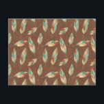Carte Postale Étape Geo Sud-Ouest | Motif de plumes du sud-ouest<br><div class="desc">A tribal,  boho design in soft pastel colors.</div>
