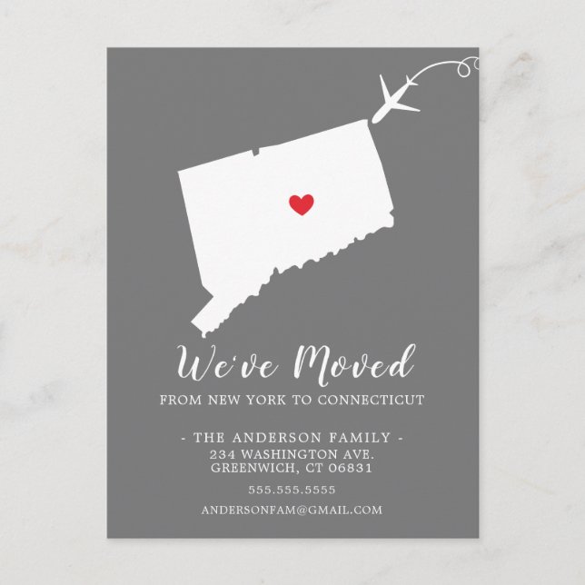 Carte postale État de déplacement CONNECTICUT (Devant)