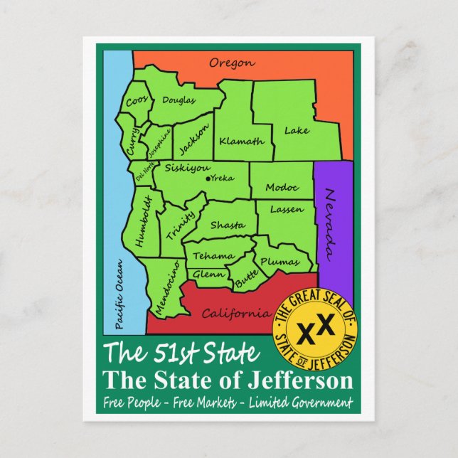 Carte Postale État de Jefferson (Devant)