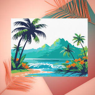 Carte Postale État de plage tropicale moderne coloré