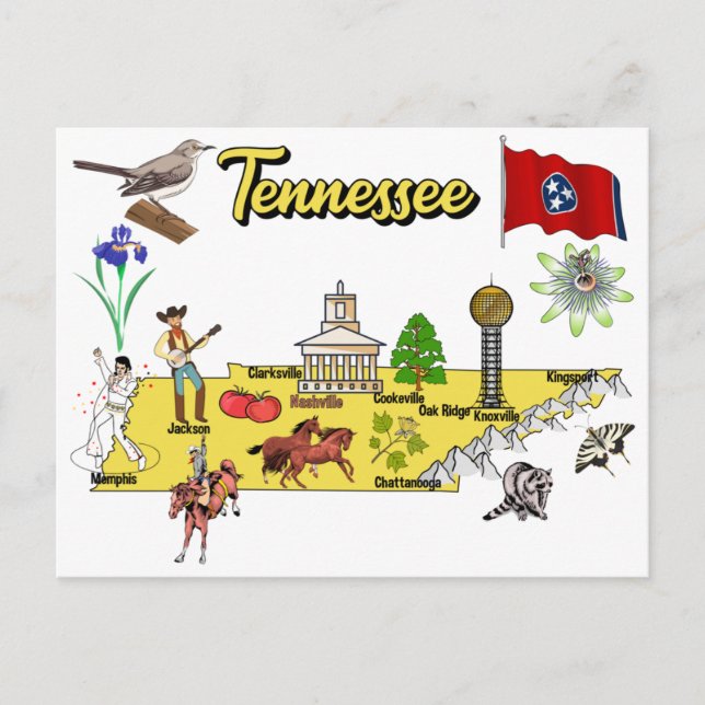 Carte Postale Etat du Tennessee, USA (Devant)
