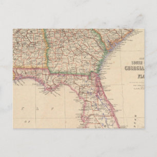 Carte Postale États de Caroline du Sud, Géorgie et Alabama