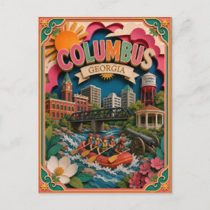 Carte Postale États de PopCut Columbus Géorgie Art en Papier