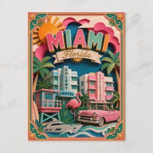 Carte Postale États de PopCut Miami Floride Art en Papier