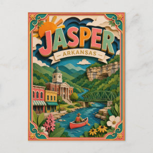 Carte Postale États découpés Jasper Arkansas Art en papier