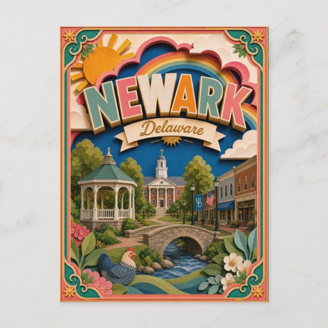 Carte Postale États découpés Newark Delaware Art papier (Devant)