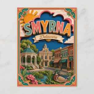 Carte Postale États découpés Smyrna Delaware Art en papier